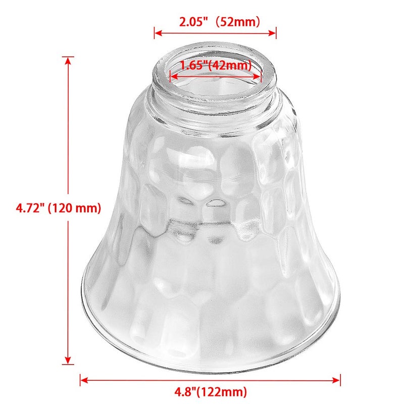 Skelang 4 Pcs Ceiling Fan Light Shade, Lip Lamp shade, Bell Shape Light Fixture Globes Replacement, Hammered - Image 2